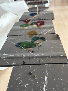 Siyah mermer masa parlatma - Nero Marquina silim sonrası parlak yüzey